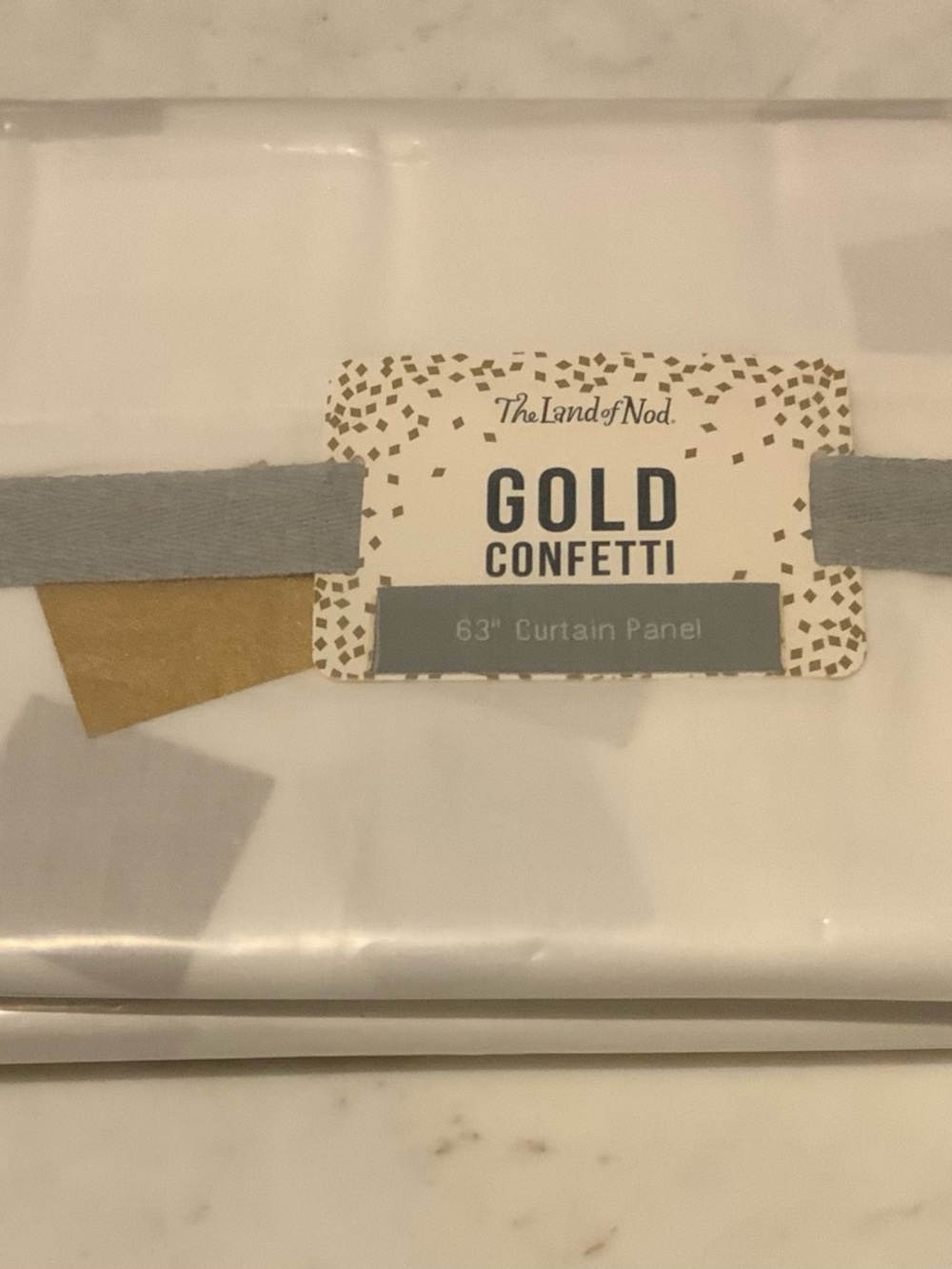 Land Of Nod White Curtain Panel with Gold Accent - 6 panels